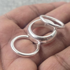 Sterling Silver Dome Band Ring Set, Wide Stacking Chunky Designer Style