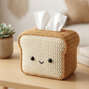 Crochet Toast Tissue Box Pattern | Kawaii Bread Amigurumi Holder (PDF Download)