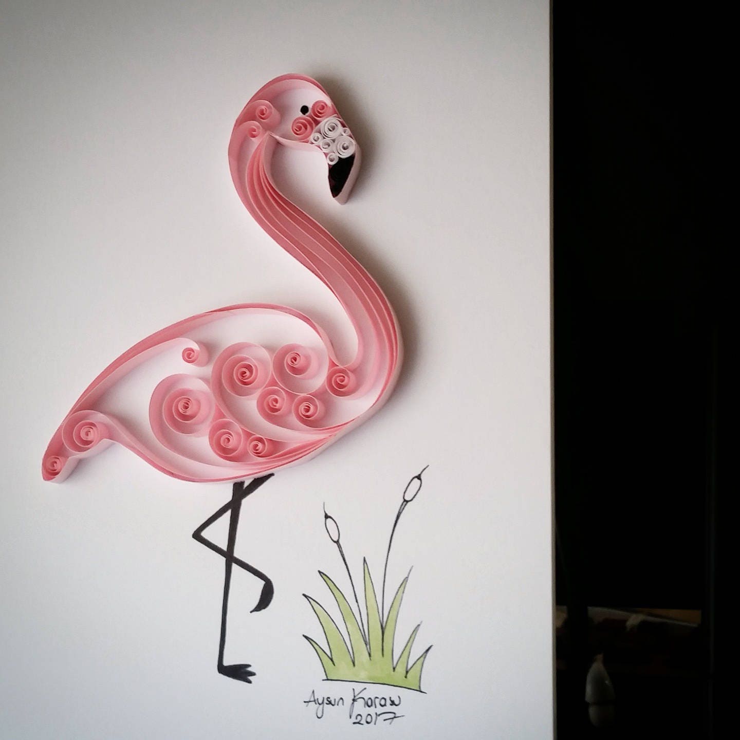 Paper Quilled Flamingo and Rabbit - Honey's Quilling