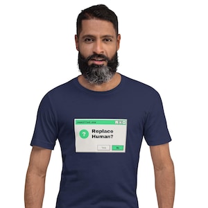 ¿Reemplazar a un humano? Divertida camiseta retro de desarrollador con ventana emergente de error de los 90