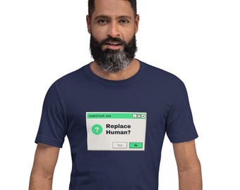 Remplacer un humain ? T-shirt développeur drôle avec pop-up d'erreur rétro années 90