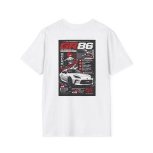 Camiseta Toyota GR86 | Camiseta gráfica JDM Streetwear | Inspirada na Gazoo Racing | Roupa para carros de drift e pista | Presente para proprietários de GR86