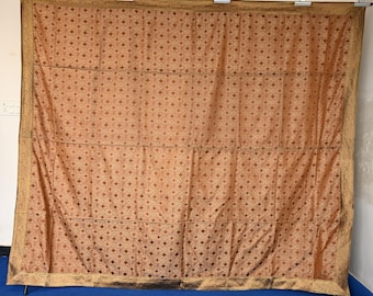 Pure Silk Brown Bedspread, King Queen Size, Geometric Silk Bed Cover, Decorative Silk Wall Hanging Tapestry,  Bedroom Decor, Silk Bed throw