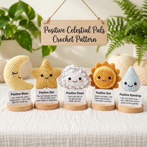 Celestial Pals Crochet Pattern Bundle, Moon Star Sun Cloud Amigurumi, Emotional Support Plushie PDF, Instant Download