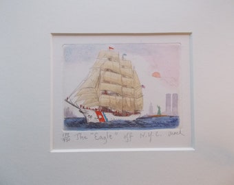 The "Eagle" off New York City is an original etching by Parks Beach