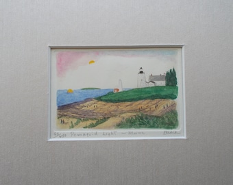 PEMAQUID LIGHTHOUSE in Maine is an original etching by Parks Beach