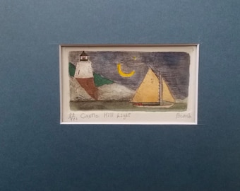 Castle Hill Light, Newport, Rhode Island is an original etching by Parks Beach