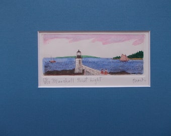 Marshal Point Lighthouse in Maine is original etching by Parks Beach