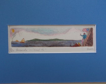 Bermuda. Land Ho! St. George's and Hamilton. Original hand colored etching by Parks Beach