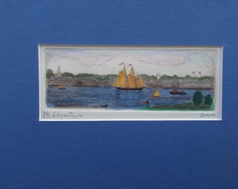 Edgartown Harbor, Martha's Vineyard is an original etching by Parks Beach