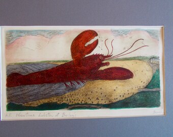 Noontime Lobster at Bailey's is an original etching by Parks Beach