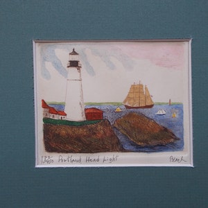 Portland Head Lighthouse, Cape Elizabeth, Maine is an original etching by Parks Beach