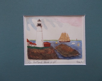 Portland Head Lighthouse, Cape Elizabeth, Maine is an original etching by Parks Beach