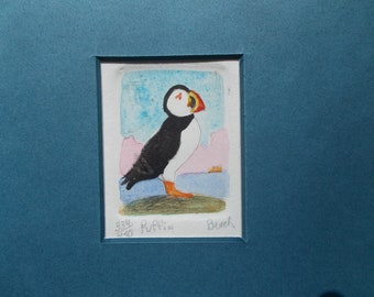 Puffin is an original etching by Parks Beach