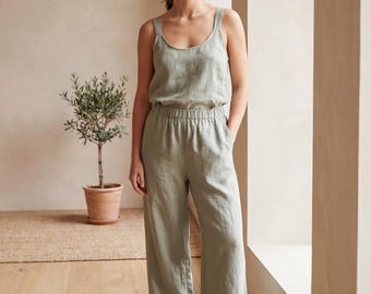 Lounge Set Sewing Pattern, PDF Linen Cami and Wide-Leg Pants Pattern, Camisole Trousers Set, Sizes XS-XXXL, Print at Home