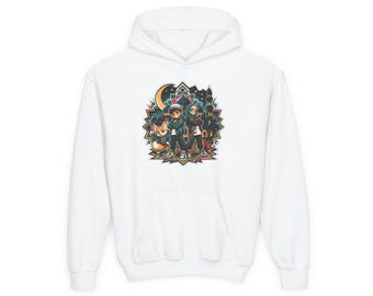 US UK delivery - Mosque Night Heroes Kids Hoodie | Muslim Manga Masjid Hoodie | Islamic Kids Apparel