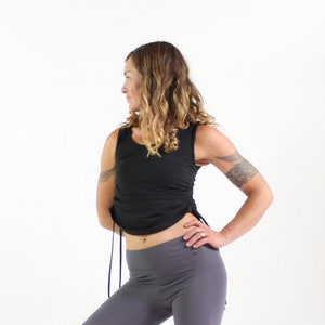 Women's tank top-Cinchy Tank-Green tops-yoga clothing-yoga tops-summer festival clothing-dance tank top-hippie tops-comfy cotton tank image 2