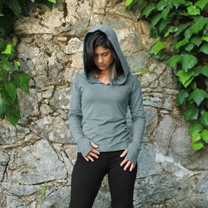 Elven Hoody-Hoodie with thumbholes-pixie hood-festival hood-thumbhole shirt-yoga hoodie-womens tops-summer hoody-hoodies and sweatshirts image 1