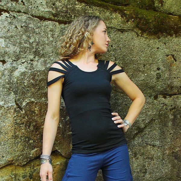 Pixie Tank top- Sun Ray Tank Top- womens tanks- yoga tank top- yoga shirt- unique women's clothes- black tops- athletic tops- workout tops