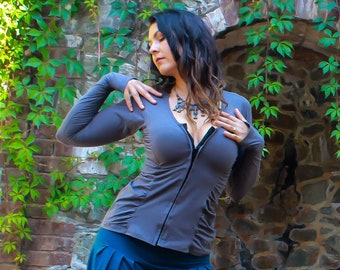 Women's Long Sleeve - Cute Women's tops - Fall Winter Women's clothing - Athletic long sleeve - Gray Long Sleeve - Unique Women's Clothing