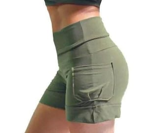 Yoga Cargo Shorts - Women's Clothing - Women's Shorts - Yoga Shorts - Athleisure Shorts -  Trendy Women's Clothes - Shorts with Pockets