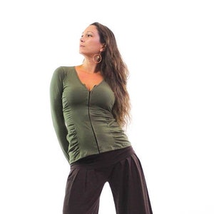 Women&#39;s Long Sleeve Top/ Fall Clothing/ Hook and Eye Top / Corsalette Top / Hippie Pixie Long sleeve / Ethical Clothing / Cotton Long Sleeve