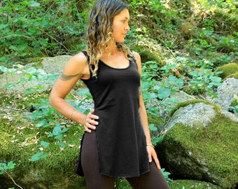 Tunika Tank-Tank Top-Damen Blusen-Schwarz Tank Top-Hippie Tops- Festival Tops- Boho Tanks- Athleisure Tops