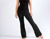 Bell bottom Cotton Stretchy Black Flare Pants Ethically Made Boho Hippie Yoga Workout Athleisure Pilates Goddess Trousers Cinchy Pants