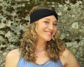 Yoga Headband-womens headbands-yoga accessories-womens fashion-workout headband-stylish headbands-festival gear-yoga gear-headwrap-black