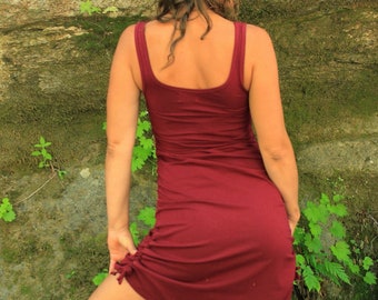 Vestido informal, cómodo y ceñido para uso diario: estilo bohemio, tejido elástico de algodón.