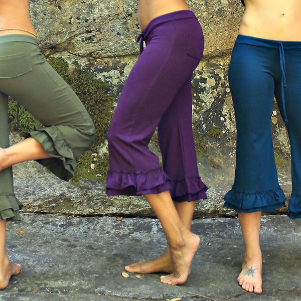 Bloomers-Vêtements pour femmes-yoga-vêtements de yoga-pantalons de yoga-vêtements de danse-vêtements de cerceau-pantalons en gros-pantalons en coton stretch-entraînement-volants