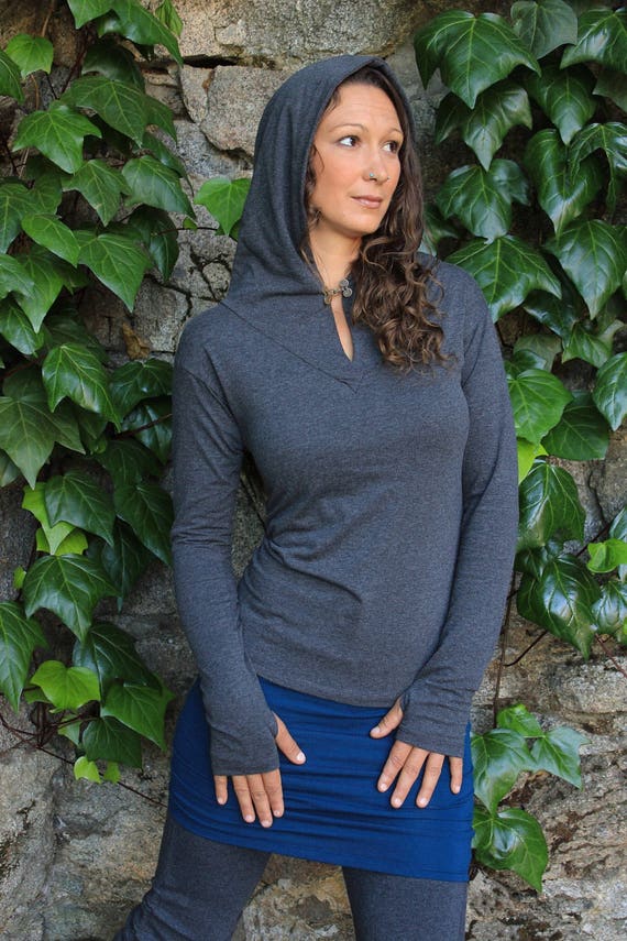 Elven Hoodie-yoga Hoodie-festival Clothing-elven Clothing-yoga Style  Clothing-gypsy Hoodie-v Neck Hoodie-gray Hoodie-hoodies for Women-gray 