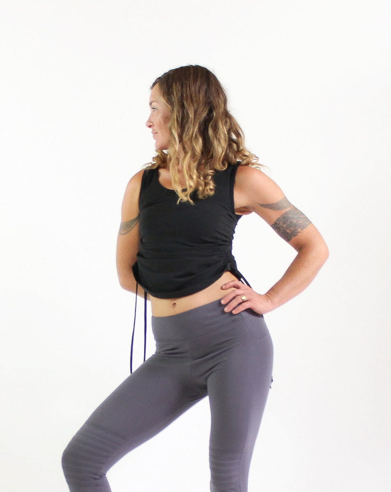 Women's tank top-Cinchy Tank-Green tops-yoga clothing-yoga tops-summer festival clothing-dance tank top-hippie tops-comfy cotton tank image 2