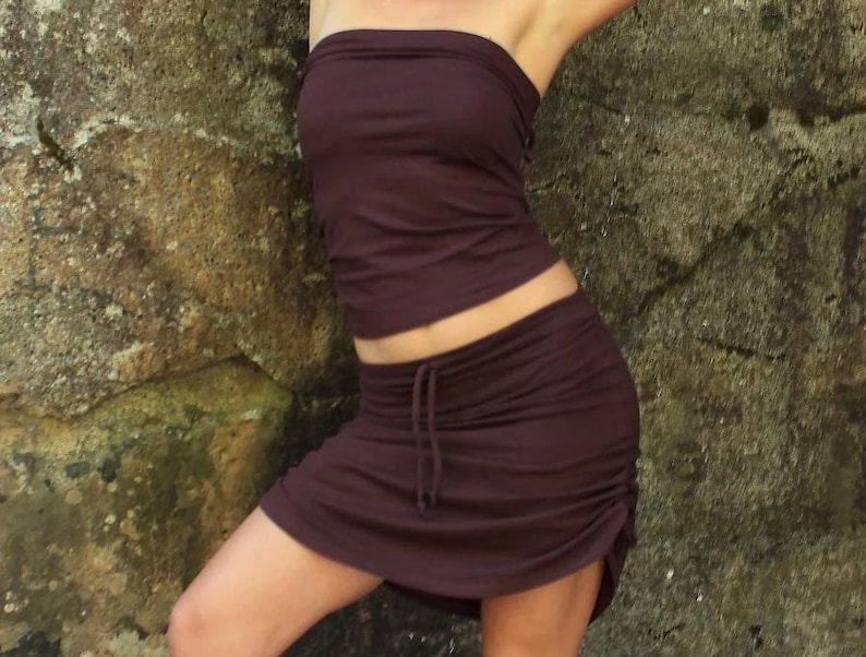 Women's Skirts - Cinchy Skirt - Athletic Skirt - Boho Style - Women's Clothes - Blue Skirt - Adjustable Skirt - Cover up Skirt - Drawstring image 4
