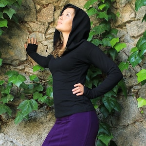 Elven Hoody-Hoodie with thumbholes-pixie hood-festival hood-thumbhole shirt-yoga hoodie-womens tops-summer hoody-hoodies and sweatshirts image 2