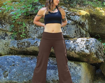 Yoga Cargo Pants-yoga pants-womens pants-bohemian pants-brown pants-best seller-womens trousers-wholesale clothing-stretchy cotton pants