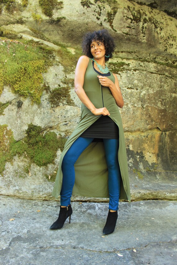 Infinity rits jurk jurk over de volledige lengte unieke jurk festivaljurk volledige lengte maxi salie groene jurk vest jurk avondjurk dansjurk Etsy Nederland