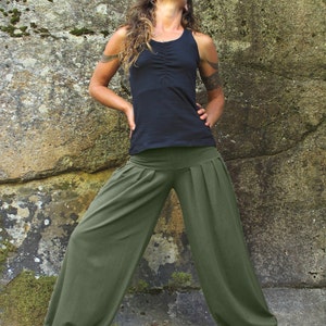 Harem Pants-Women's bottoms-Ladies pants-baggy trousers-dance bottoms-flowy pants-loose pants-baggy dance pants-black pants-comfy cotton Sage Green