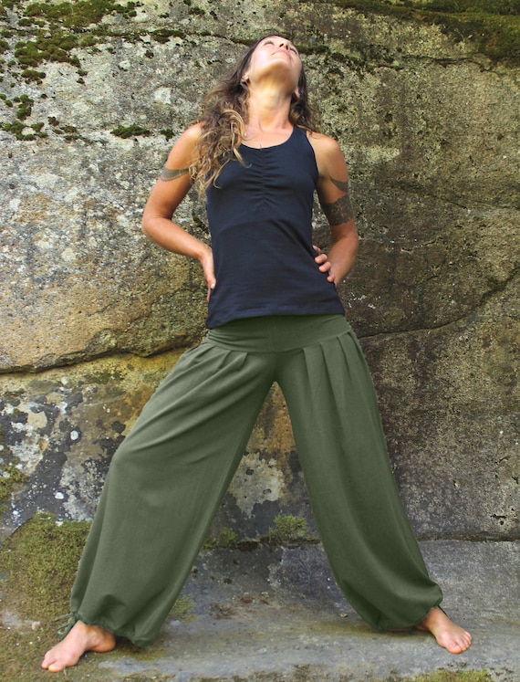 Yoga Outfit ๑ Organic Cotton Yoga Top 3/4 Harem Pants Handwoven Cotton -   New Zealand