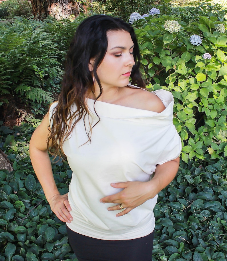 Relax shortsleeve-off the shoulder top-oversized top-baggy shirt-off the shoulder blouse-loose fitting top-loose fit top-loose fitting shirt image 5