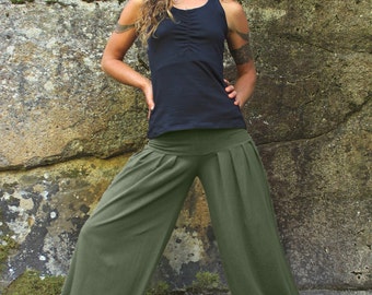 Harem Pants-Baggy pants-loose fit pants-wide leg pants-belly dance clothes-cotton stretch yoga-relaxed pants-faery festival pants-dance wear