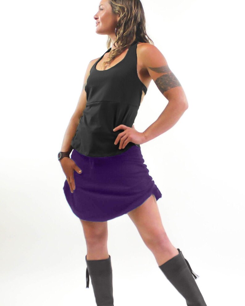 Women's Skirts - Cinchy Skirt - Athletic Skirt - Boho Style - Women's Clothes - Blue Skirt - Adjustable Skirt - Cover up Skirt - Drawstring Plum