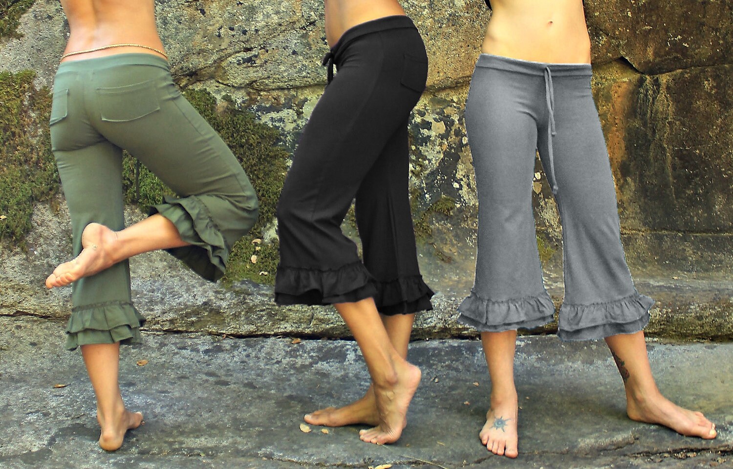Bloomers-sustainable Clothing-womens Clothes-capris Pants-gray Capris-yoga  Workout Pants-hippie Pants-cute Pants-lounge Pants-lounge Wear 