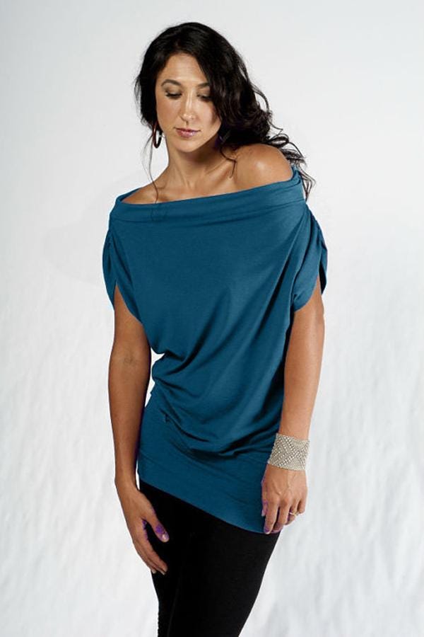Relaxed Shortsleeve Top-cold Shoulder Top-gray Blouse-loose Fit