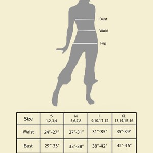K&ouml;nnte beinhalten: Gr&ouml;&szlig;entabelle f&uuml;r Kleidung mit Ma&szlig;en in Zoll f&uuml;r Brust, Taille und H&uuml;fte. Die Tabelle umfasst die Gr&ouml;&szlig;en S, M, L und XL.
