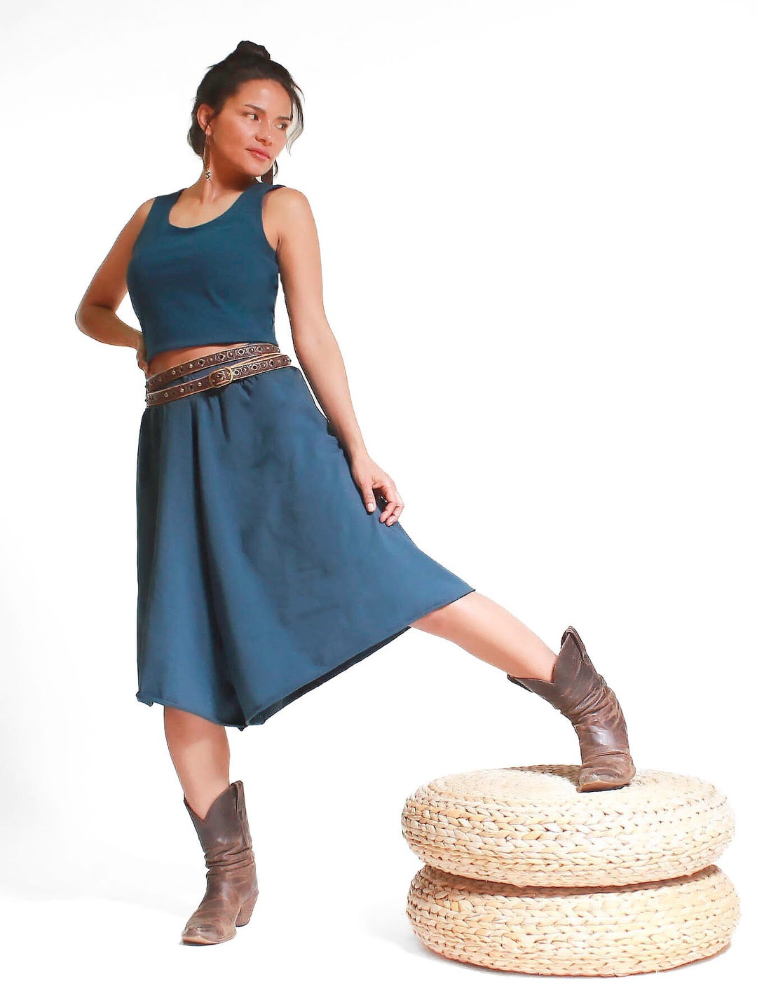 Pantaloni capri larghi a vita alta Pantaloni a gamba larga