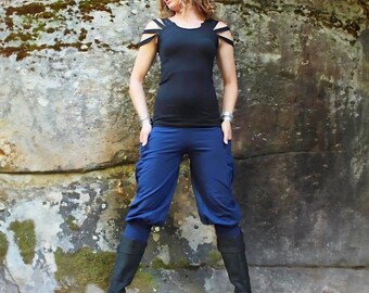 Women's Pants-Pedal Pushers-Comfortable pants-soft fabric-versatile pants-active lifestyle clothes-navy blue pants-everyday clothing