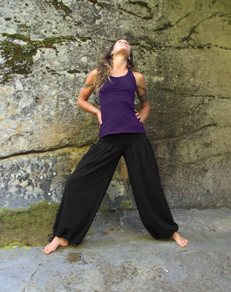 Harem Pants-Women's bottoms-Ladies pants-baggy trousers-dance bottoms-flowy pants-loose pants-baggy dance pants-black pants-comfy cotton Black