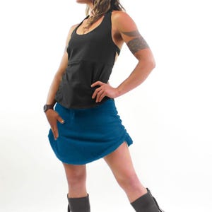 Women's Skirts - Cinchy Skirt - Athletic Skirt - Boho Style - Women's Clothes - Blue Skirt - Adjustable Skirt - Cover up Skirt - Drawstring Teal