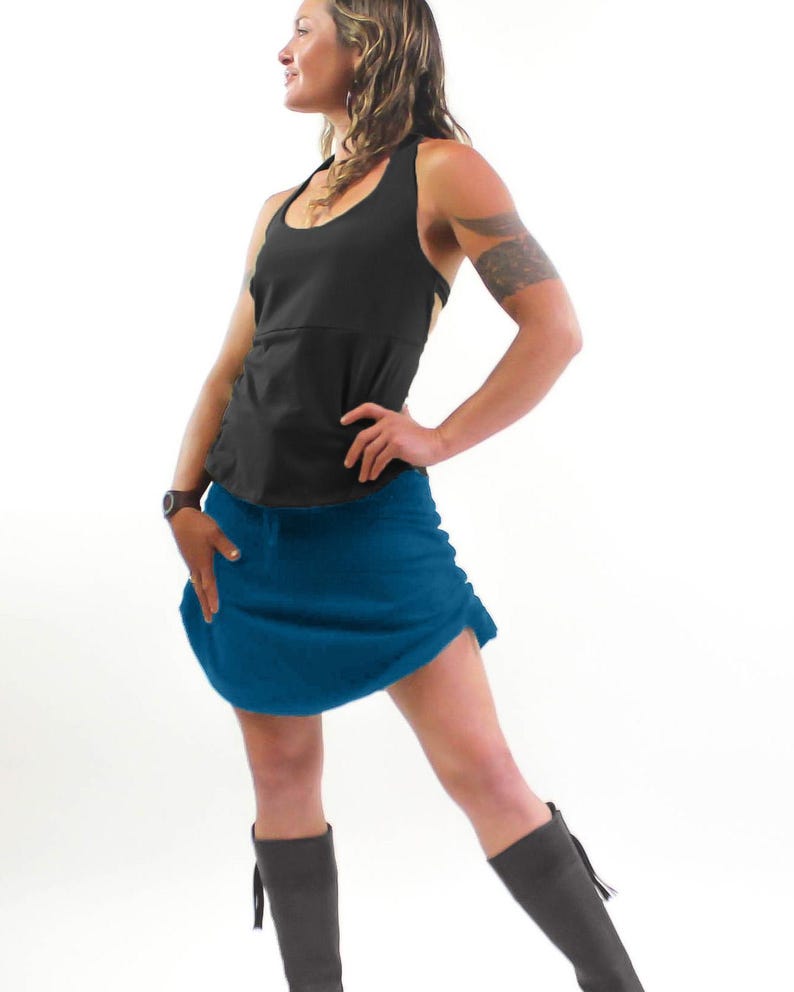 Women's Skirts - Cinchy Skirt - Athletic Skirt - Boho Style - Women's Clothes - Blue Skirt - Adjustable Skirt - Cover up Skirt - Drawstring Teal